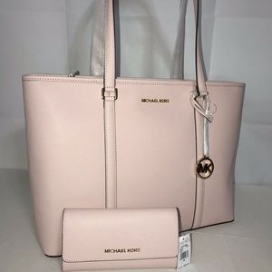 2Pc Michael Kors Sady Lrg Leather Tote + Wallet